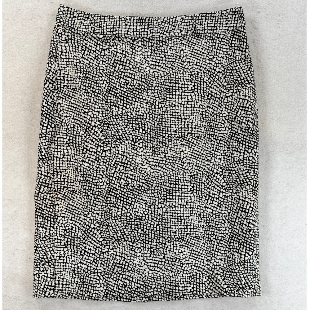 Banana Republic Black White Mosaic Print Pencil Skirt‎ Cotton Blend Size 2